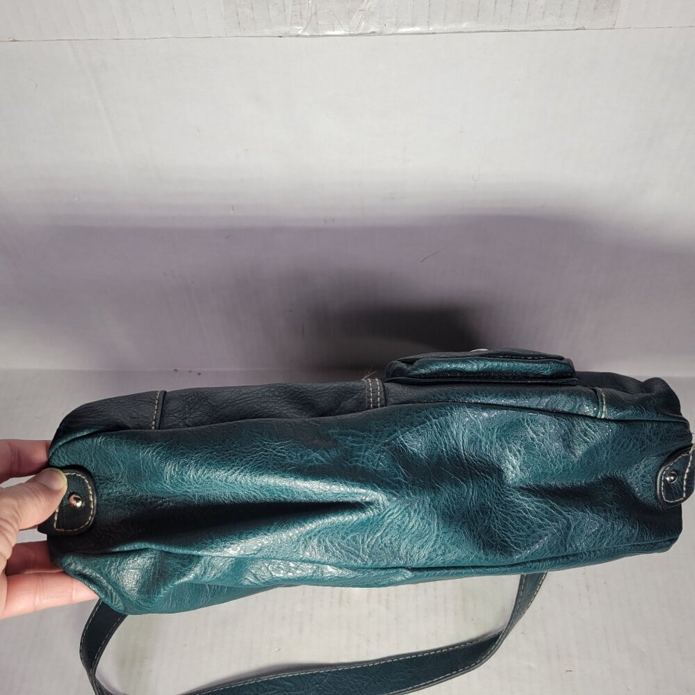 Rosetti Teal Faux Leather Shoulder Bag With Front Pockets & Adjustable Strap - Picture 8 of 8
